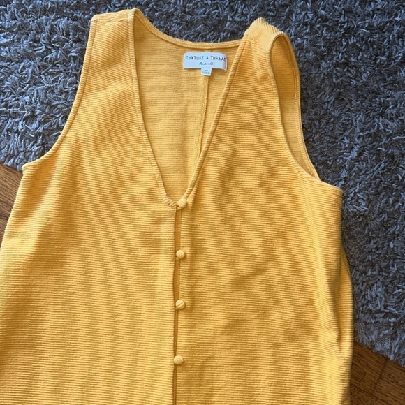 Madewell Texture & Thread Tank Dress Size XS Button Front Goldenrod - Picture 4 of 13